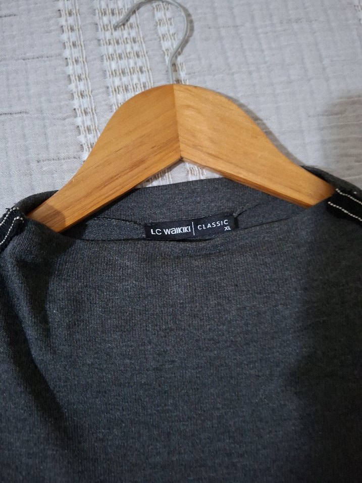 Gri ince tiriko Tunik - Görsel 5