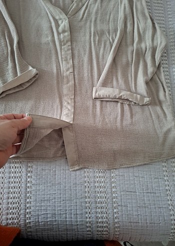 Bej  Keten Kadın buluz - Görsel 3