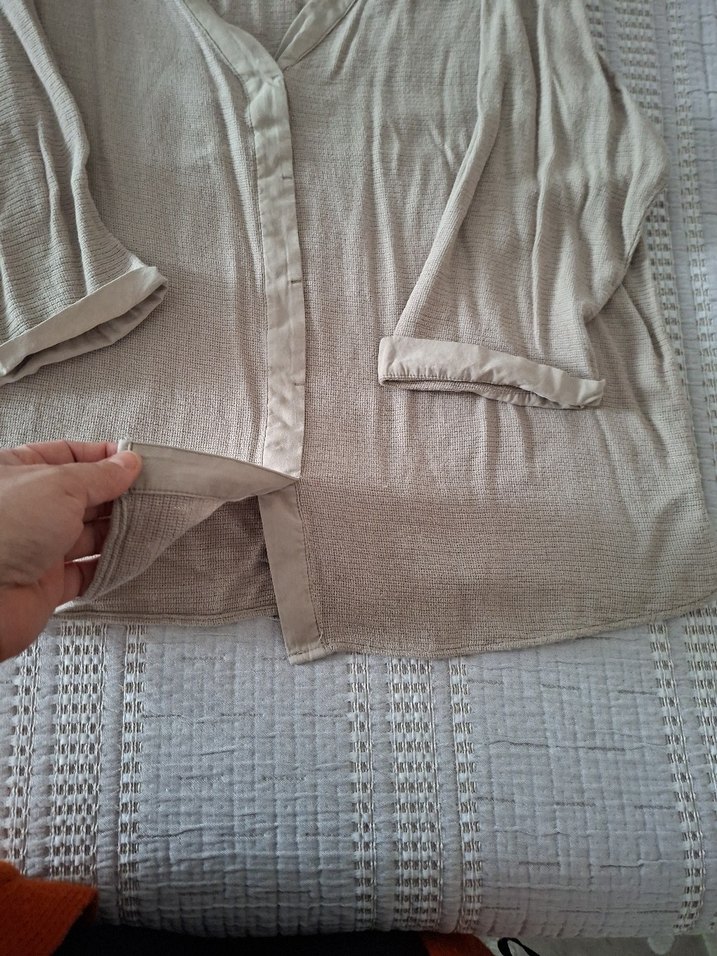 Bej  Keten Kadın buluz - Görsel 3