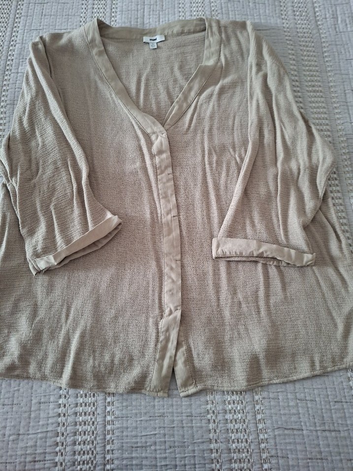 Bej  Keten Kadın buluz - Görsel 2