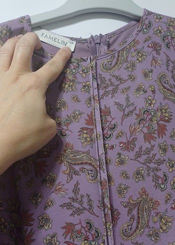 Mor Bohem Uzun Elbise Fırfırlı - Görsel 2