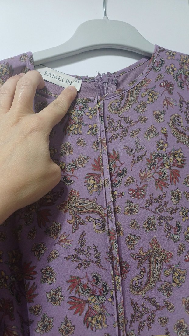 Mor Bohem Uzun Elbise Fırfırlı - Görsel 2