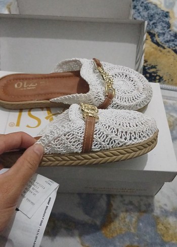 Nakışlı Bej Kadın Terlik - Görsel 6