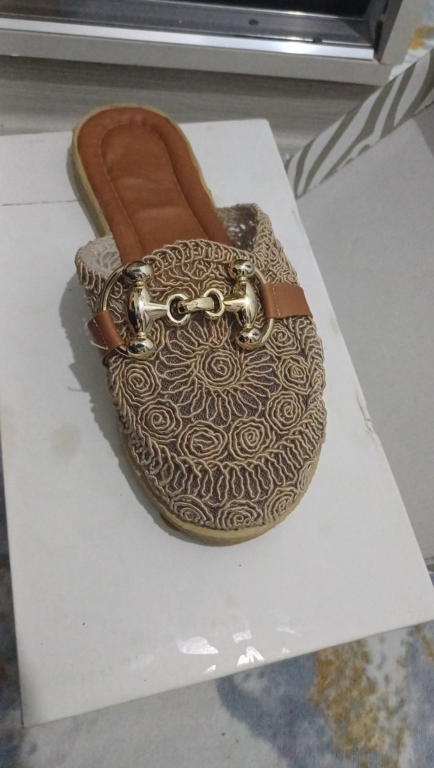 Nakışlı Bej Kadın Terlik - Görsel 3