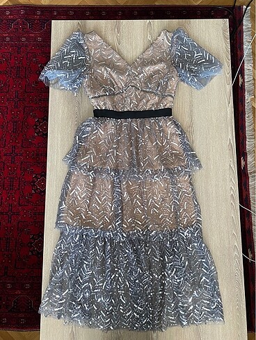 36 Beden gri Renk Blissatelier gri midi boy elbise