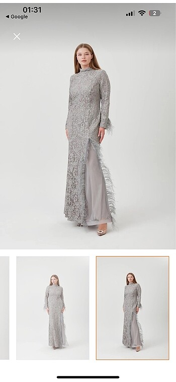 Tesettür Somon Renk Abiye - Görsel 4