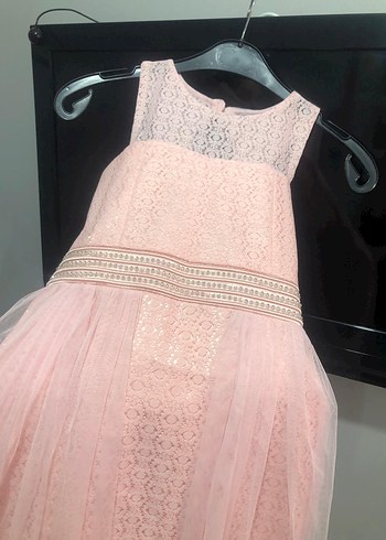 Kız Çocuk Pembe Dantel Elbise - Görsel 3