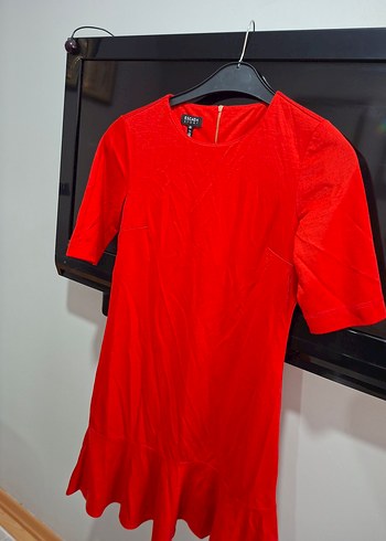 Kırmızı Kısa Kollu yazlık elbise - Görsel 2