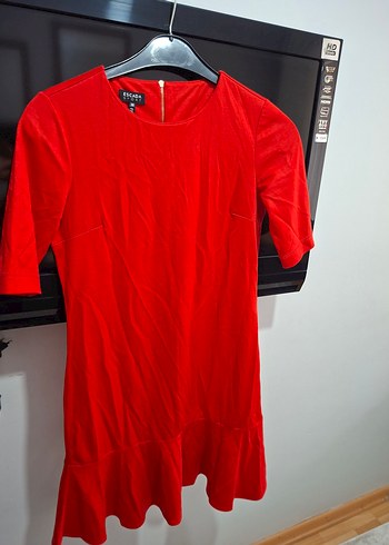 Kırmızı Kısa Kollu yazlık elbise - Görsel 4