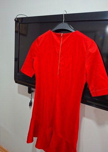 Kırmızı Kısa Kollu yazlık elbise - Görsel 3