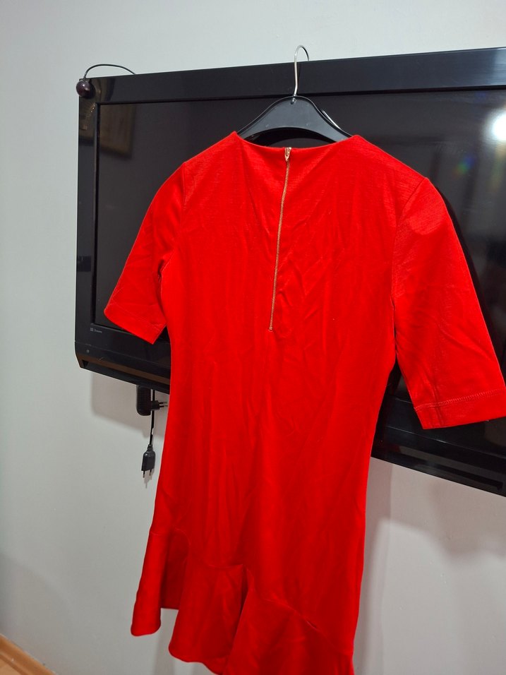 Kırmızı Kısa Kollu yazlık elbise - Görsel 3