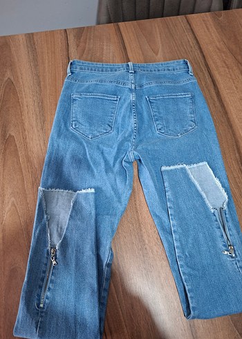 Düğmeli Mavi Kadın Kot Pantolon - Görsel 3