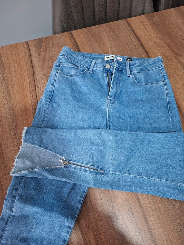 Düğmeli Mavi Kadın Kot Pantolon - Görsel 2