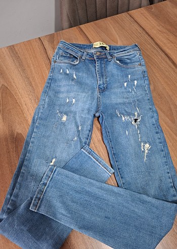 Kadın Mavi Mini Denim Pantolon - Görsel 2