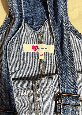 38 Beden Kadın Koyu Mavi Denim Askılı Midi Salopet