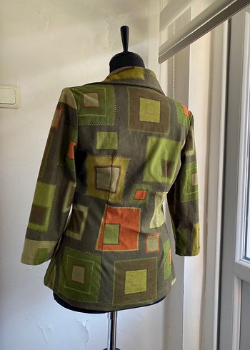 xs Beden haki Renk Düğmeli Vintage Desenli Kadın Gömlek
