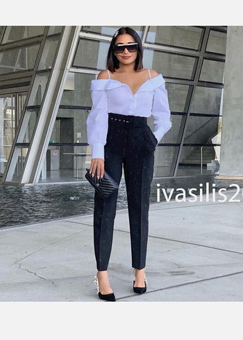 Zara Kadın Siyah Kemerli Kumaş Pantolon - Görsel 9