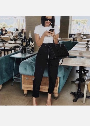 Zara Kadın Siyah Kemerli Kumaş Pantolon - Görsel 11