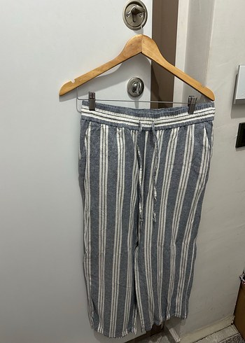 Zara çizgili keten karışımıBej Çizgili Rahat Kesim  Pantolon - Görsel 11