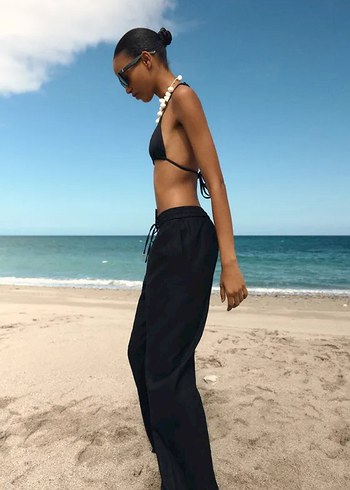 Zara keten karışımlı düz pantolon - Görsel 3