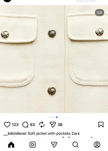 Zara Düğmeli Beyaz Kadın Mini ceket - Görsel 6