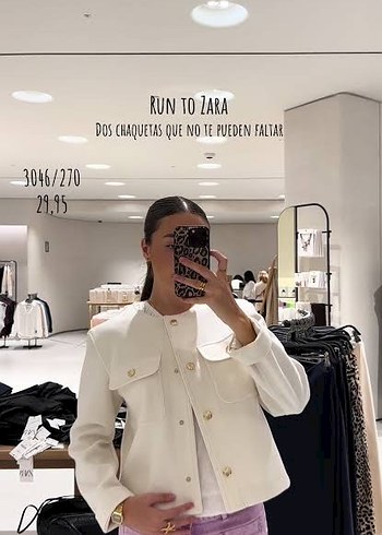 Zara Düğmeli Beyaz Kadın Mini ceket - Görsel 2