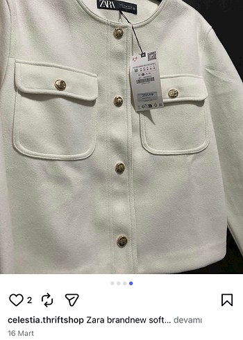 Zara Düğmeli Beyaz Kadın Mini ceket - Görsel 9