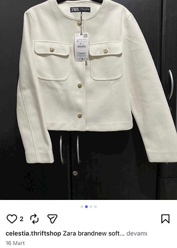 Zara Düğmeli Beyaz Kadın Mini ceket - Görsel 11