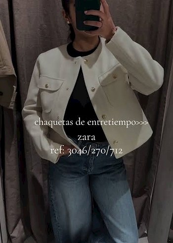 Zara Düğmeli Beyaz Kadın Mini ceket - Görsel 3