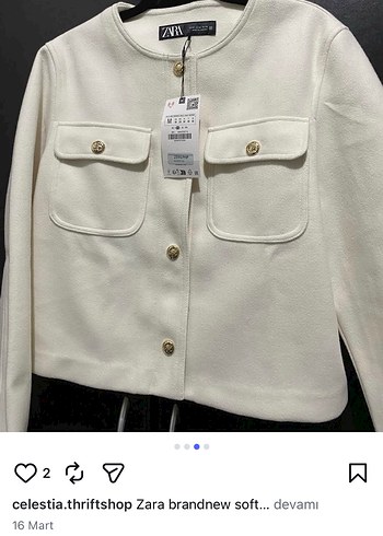 Zara Düğmeli Beyaz Kadın Mini ceket - Görsel 10