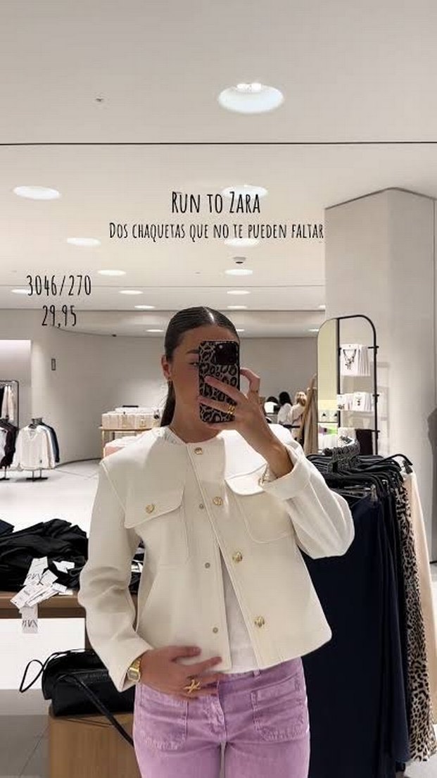 Zara Düğmeli Beyaz Kadın Mini ceket - Görsel 2