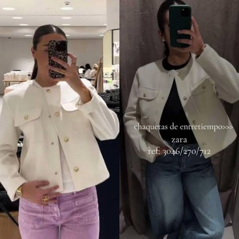 Zara Düğmeli Beyaz Kadın Mini ceket - Görsel 4