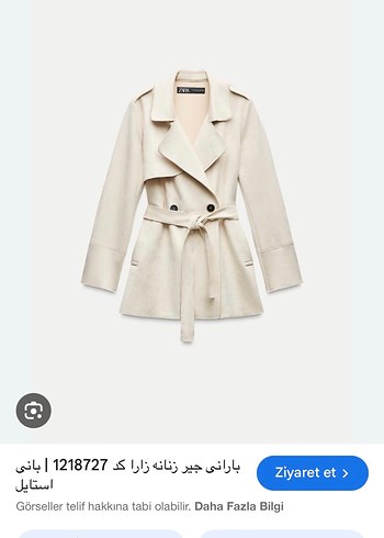 Zara Bej Süet Kemerli Midi Trençkot - Görsel 14