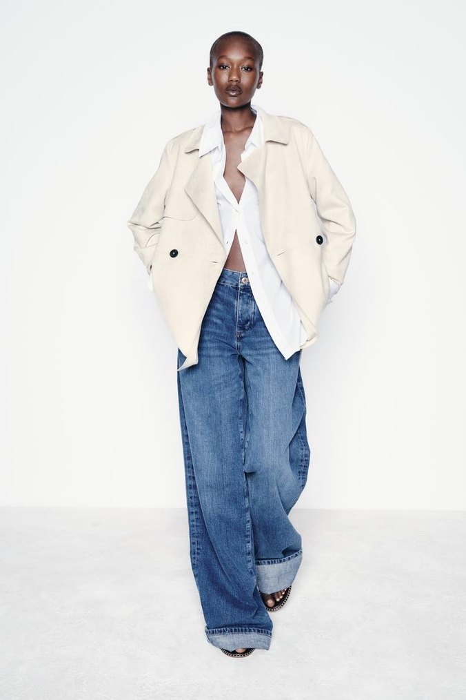 Zara Bej Süet Kemerli Midi Trençkot - Görsel 5