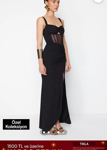 Trendyolmilla x zeynep tosun özel koleksiyon Straplez Uzun - Görsel 2