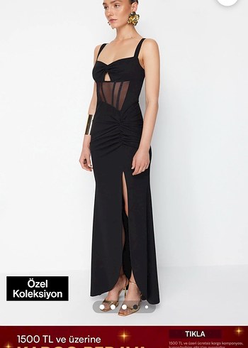 Trendyolmilla x zeynep tosun özel koleksiyon Straplez Uzun - Görsel 6