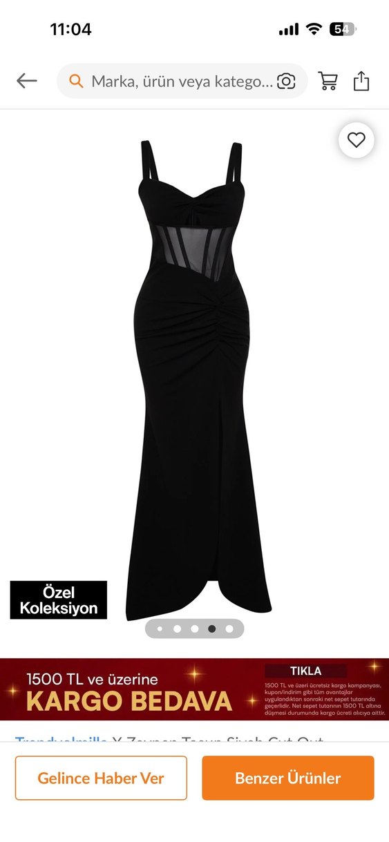 Trendyolmilla x zeynep tosun özel koleksiyon Straplez Uzun - Görsel 3