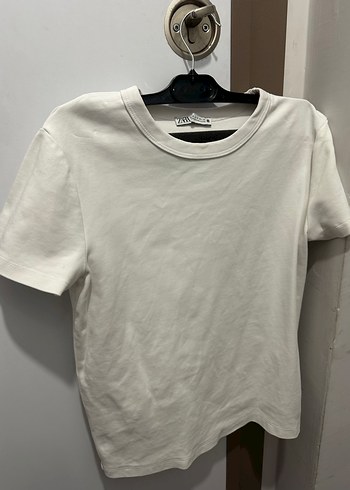Zara Beyaz Pamuklu Kadın Kısa Kollu Tişört - Görsel 5