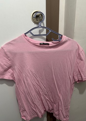 Zara t-shirt Pembe Kısa Kollu Kadın Tişört - Görsel 3