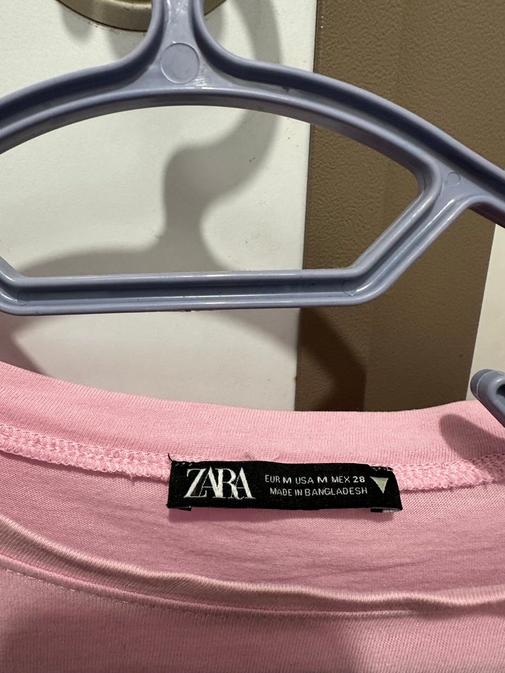 Zara t-shirt Pembe Kısa Kollu Kadın Tişört - Görsel 4