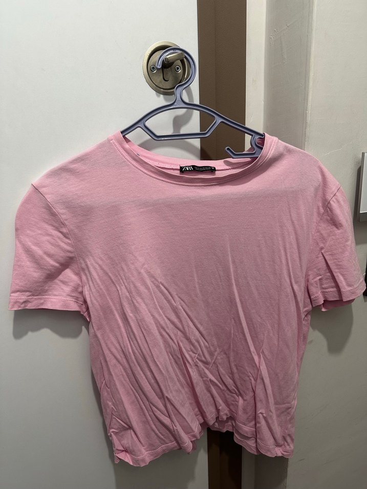 Zara t-shirt Pembe Kısa Kollu Kadın Tişört - Görsel 2