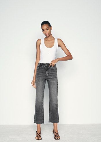 Zara high waist jean Gri Midi Kadın Denim Pantolon - Görsel 2