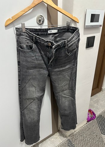Zara high waist jean Gri Midi Kadın Denim Pantolon - Görsel 4