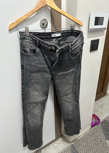 Zara high waist jean Gri Midi Kadın Denim Pantolon - Görsel 3