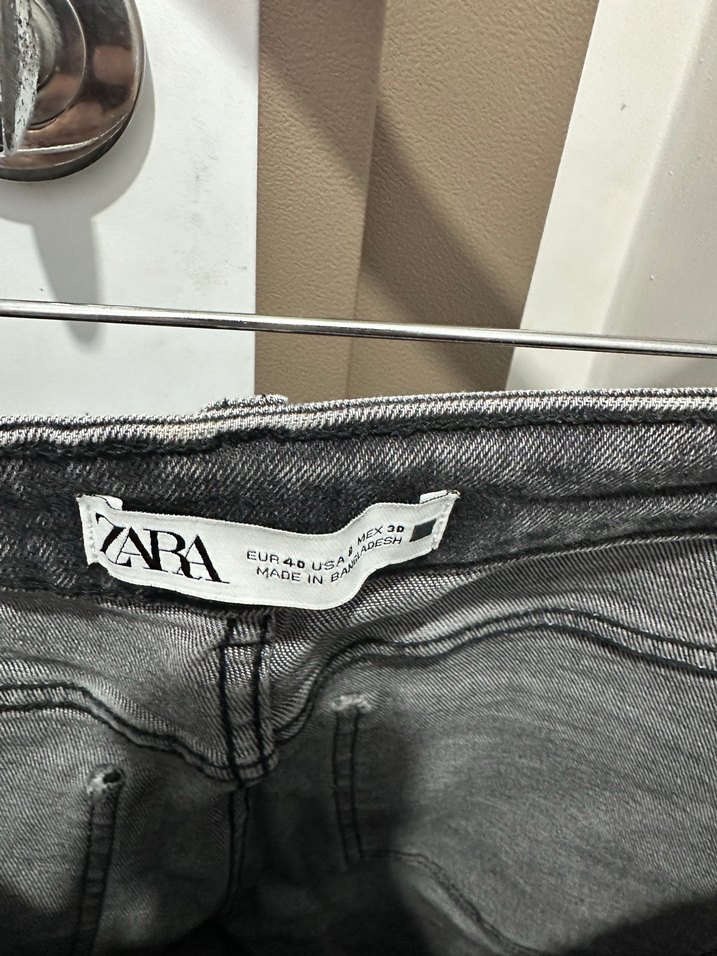 Zara high waist jean Gri Midi Kadın Denim Pantolon - Görsel 5