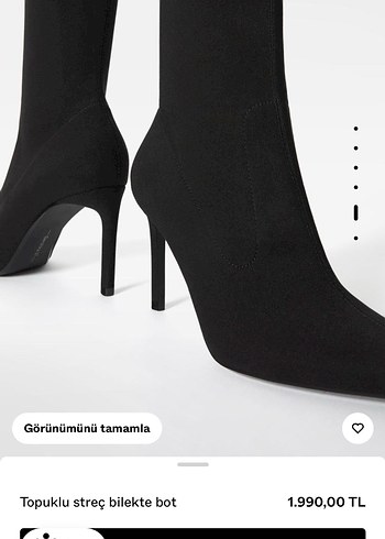 BershkaSiyah Süet Topuklu Streç Bilekte Bot - Görsel 4