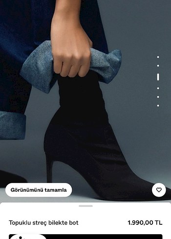 BershkaSiyah Süet Topuklu Streç Bilekte Bot - Görsel 2