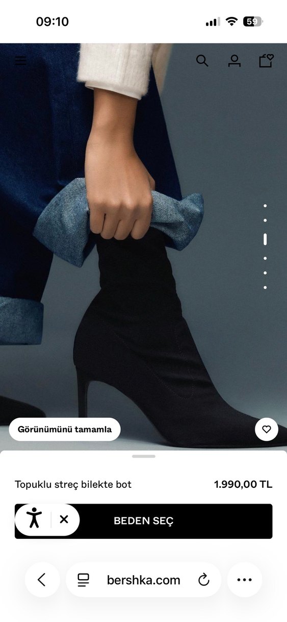 BershkaSiyah Süet Topuklu Streç Bilekte Bot - Görsel 2