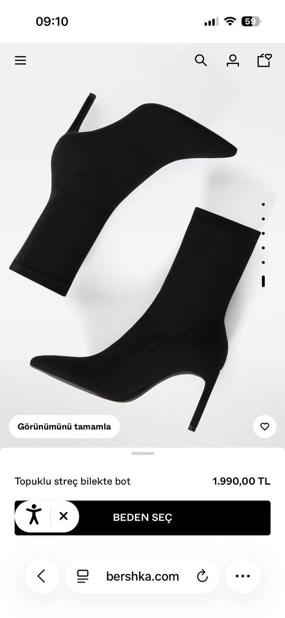 BershkaSiyah Süet Topuklu Streç Bilekte Bot - Görsel 5