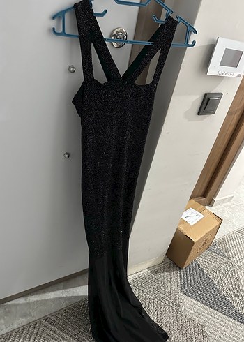 Siyah simli uzun abiye - Görsel 3